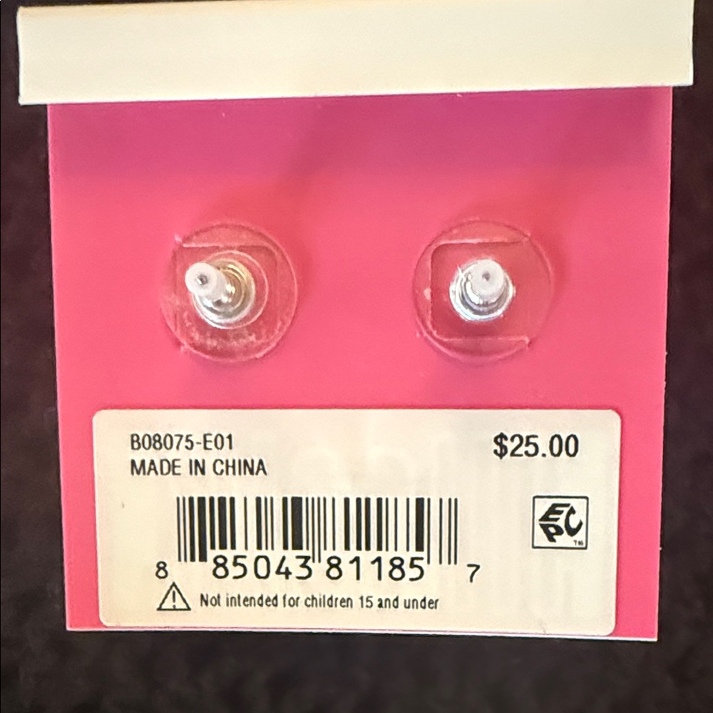 Betsey Johnson Ice Blue Silver Cubic Zirconia Earrings - Picture 2 of 2